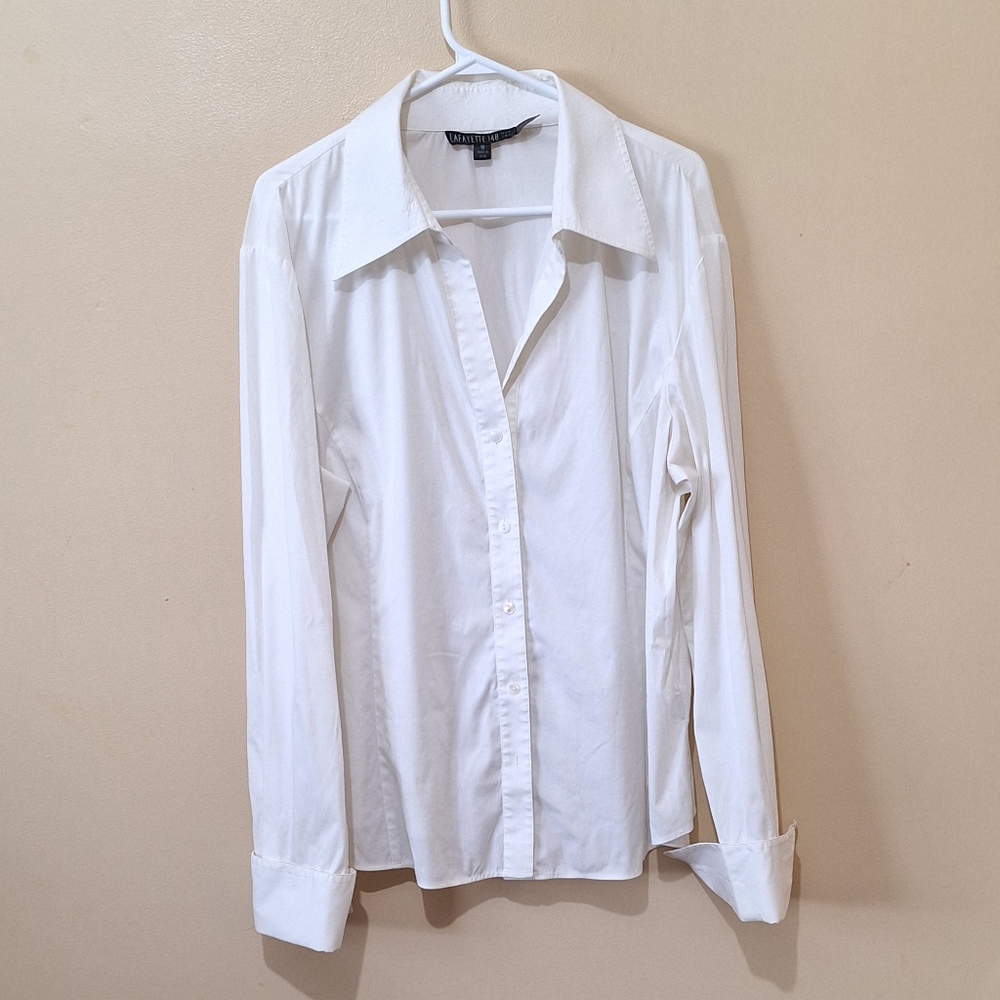 Lafayette 148 New York White Button Down Shirt